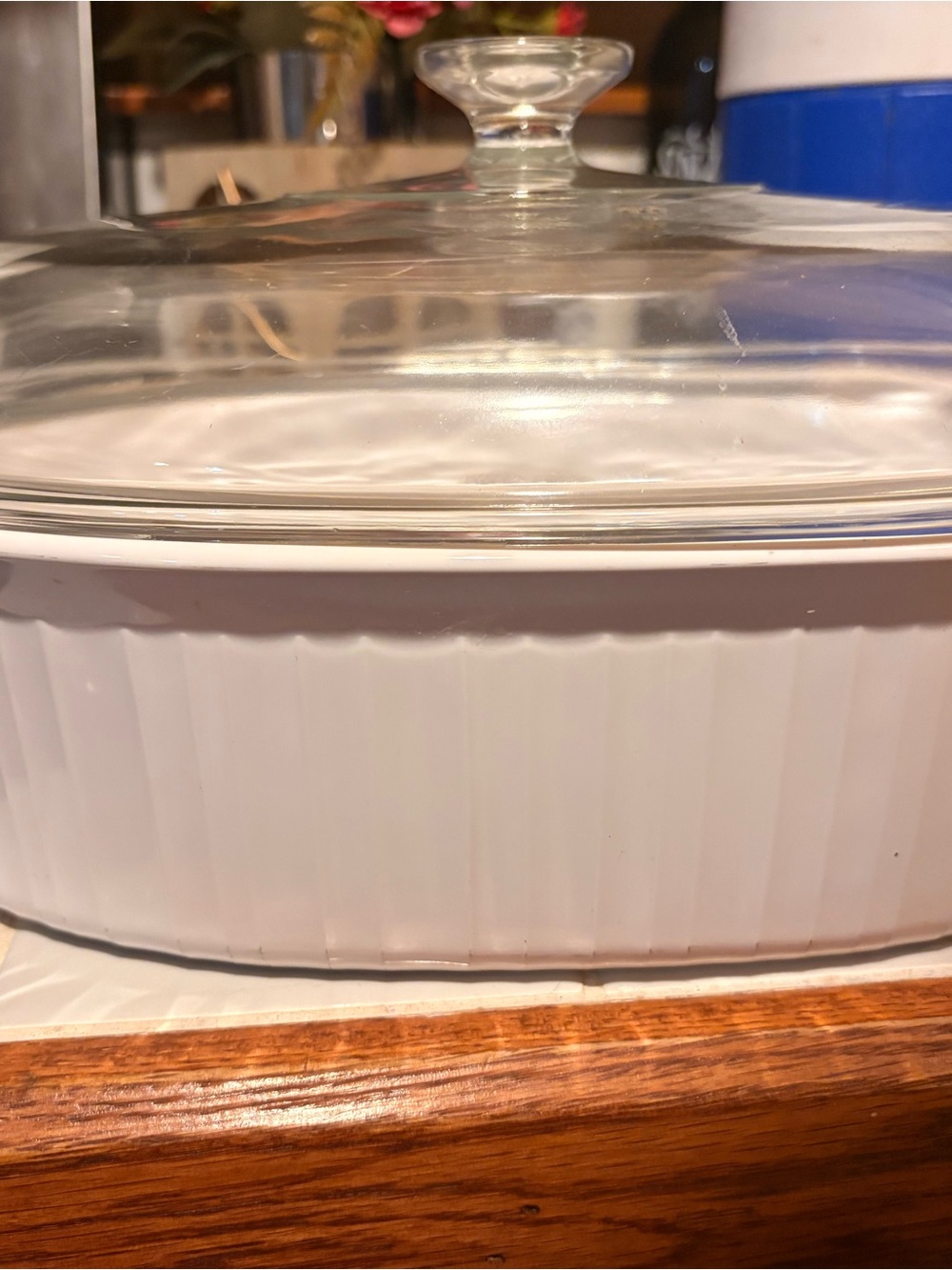 Corningware White Ridged Ceramic Grill Pan & French White Oval Casserole Dish